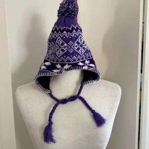 Purple Bonnet Snowflake Winter Bohemian Whimsical Beanie Hat